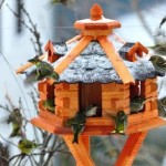 Birdhouse/ Birdfeeder With Asphalt Shingles, Bird Feeders, Bird Table